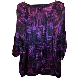 Anne Klein purple and black silk blouse. Size 2X
